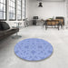 Round Patterned Sky Blue Rug in a Office, pat1627blu