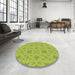 Round Patterned Pistachio Green Rug in a Office, pat1627brn