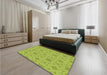 Patterned Pistachio Green Rug in a Bedroom, pat1627brn