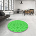 Round Patterned Lime Green Rug in a Office, pat1627grn