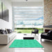 Square Patterned Spring Green Rug in a Living Room, pat1627lblu