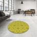 Round Patterned Dark Golden Brown Rug in a Office, pat1627org