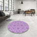 Round Patterned Violet Purple Rug in a Office, pat1627pur