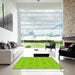 Square Patterned Green Rug in a Living Room, pat1627yw