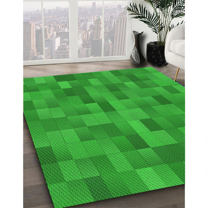 Patterned Green Rug in Family Room, pat1628grn