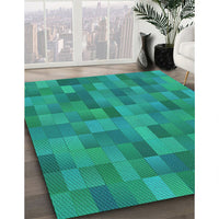 Patterned Medium Spring Green Rug, pat1628lblu