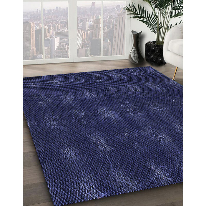 Machine Washable Transitional Night Blue Rug in a Family Room, wshpat1629blu