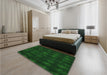 Round Machine Washable Transitional Green Rug in a Office, wshpat1629grn
