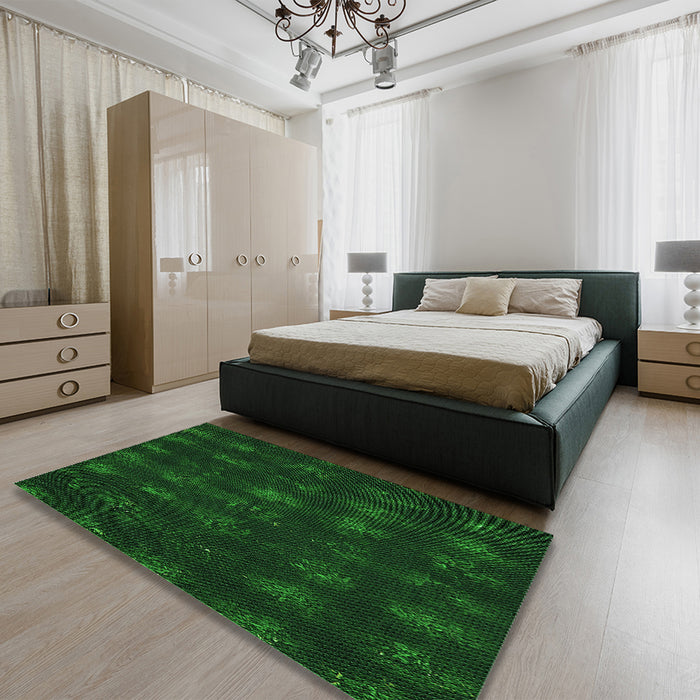 Round Machine Washable Transitional Green Rug in a Office, wshpat1629grn