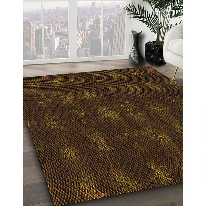 Machine Washable Transitional Dark Bronze Brown Rug in a Family Room, wshpat1629org