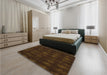 Round Machine Washable Transitional Dark Bronze Brown Rug in a Office, wshpat1629org