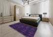 Round Machine Washable Transitional Deep Purple Rug in a Office, wshpat1629pur
