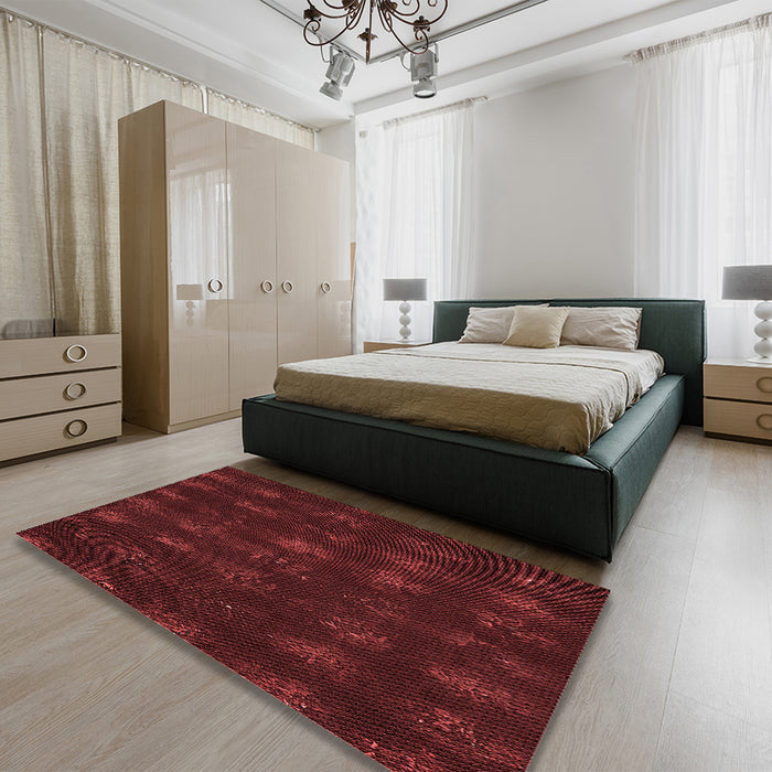 Round Machine Washable Transitional Red Rug in a Office, wshpat1629rd