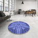 Round Patterned Sky Blue Rug in a Office, pat163blu