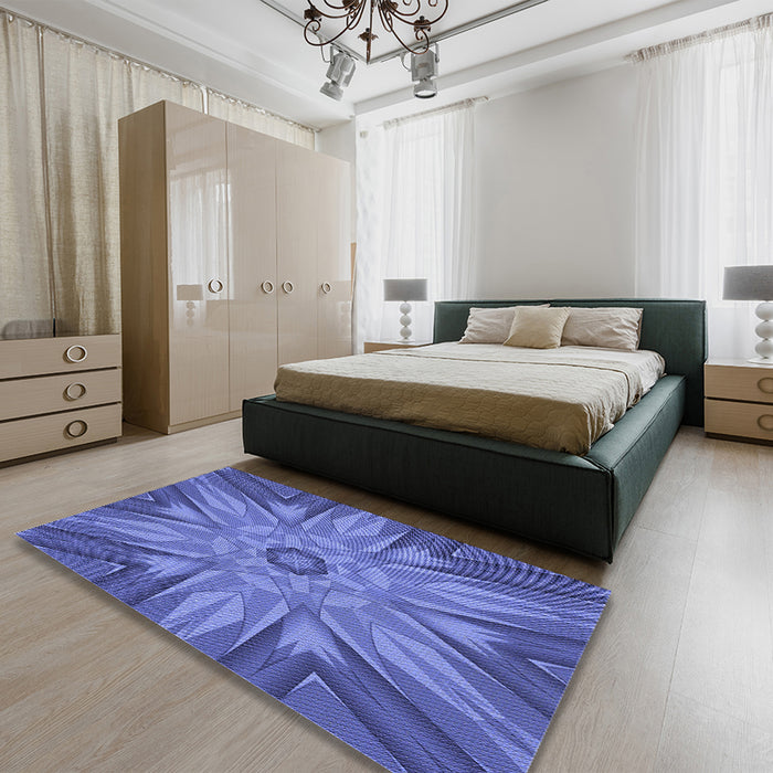 Patterned Sky Blue Rug in a Bedroom, pat163blu