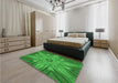 Patterned Green Rug in a Bedroom, pat163grn