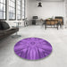 Round Patterned Purple Rug in a Office, pat163pur