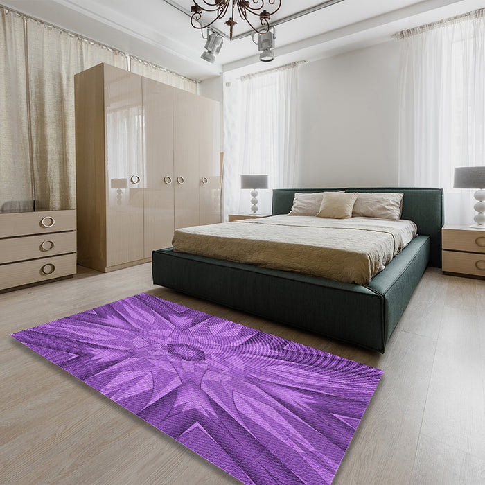 Patterned Purple Rug in a Bedroom, pat163pur