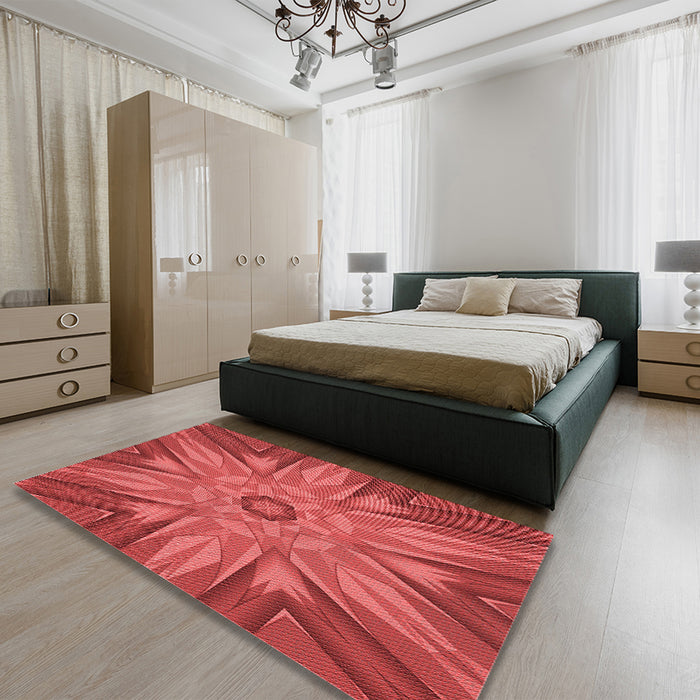 Patterned Red Rug in a Bedroom, pat163rd