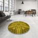 Round Patterned Dark Bronze Brown Rug in a Office, pat163yw