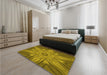 Patterned Dark Bronze Brown Rug in a Bedroom, pat163yw