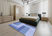 Round Machine Washable Transitional Sky Blue Rug in a Office, wshpat1630blu