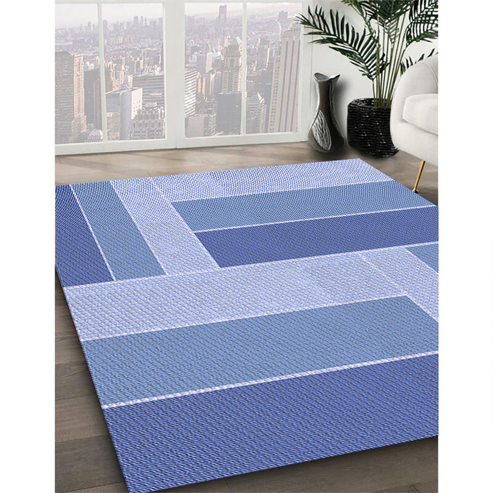 Machine Washable Transitional Sky Blue Rug in a Family Room, wshpat1630blu