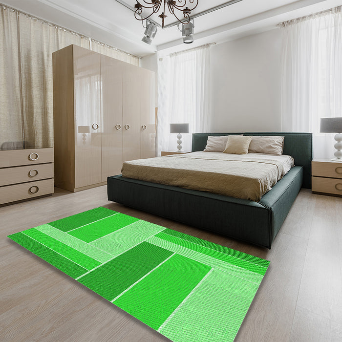 Round Machine Washable Transitional Neon Green Rug in a Office, wshpat1630grn