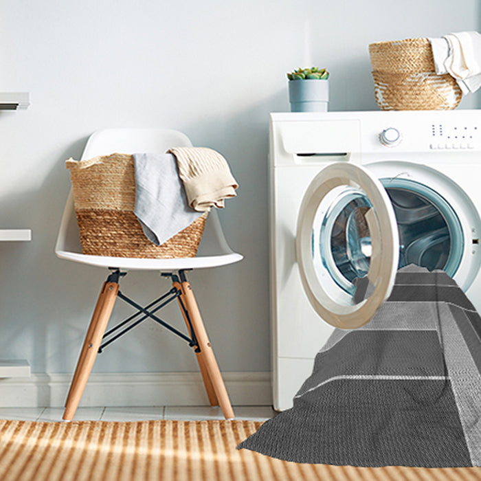 Machine Washable Transitional Grey Gray Rug in a Washing Machine, wshpat1630gry