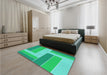 Round Machine Washable Transitional Spring Green Rug in a Office, wshpat1630lblu