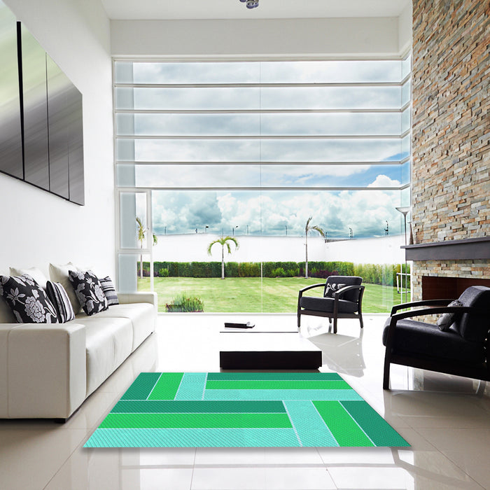 Machine Washable Transitional Spring Green Rug in a Kitchen, wshpat1630lblu