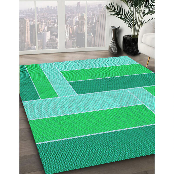 Machine Washable Transitional Spring Green Rug in a Family Room, wshpat1630lblu