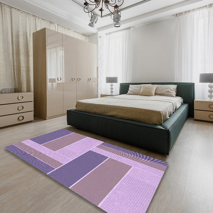 Round Machine Washable Transitional Plum Purple Rug in a Office, wshpat1630pur