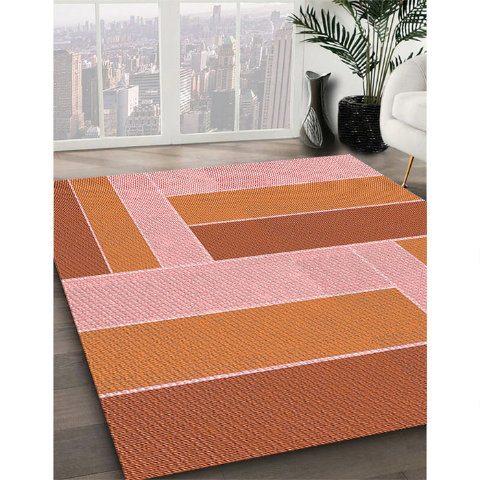 Machine Washable Transitional Orange Red Orange Rug in a Family Room, wshpat1630rd