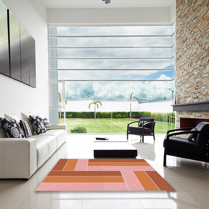 Machine Washable Transitional Orange Red Orange Rug in a Kitchen, wshpat1630rd