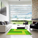 Machine Washable Transitional Bright Green Rug in a Kitchen, wshpat1630yw