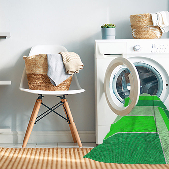 Patterned Neon Green Abstract Machine Washable Rug in a Washing Machine, wshpat1630