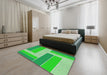 Patterned Neon Green Abstract Machine Washable Rug in a Bedroom, wshpat1630