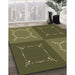 Machine Washable Transitional Army Green Rug in a Family Room, wshpat1631brn