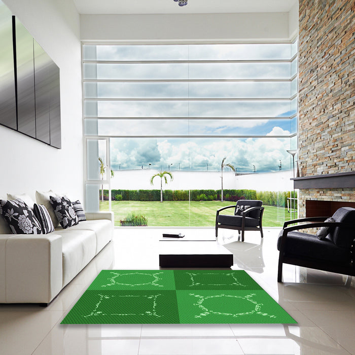Machine Washable Transitional Green Rug in a Kitchen, wshpat1631grn