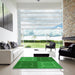 Machine Washable Transitional Green Rug in a Kitchen, wshpat1631grn