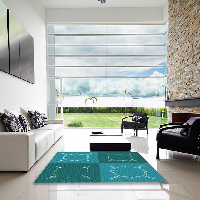 Machine Washable Transitional Dark Turquoise Green Rug in a Kitchen, wshpat1631lblu