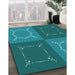 Machine Washable Transitional Dark Turquoise Green Rug in a Family Room, wshpat1631lblu