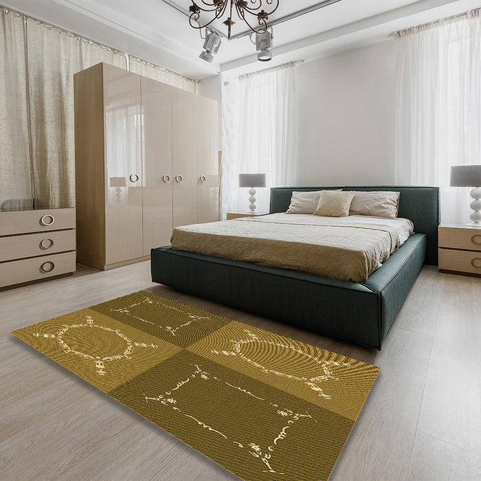 Round Machine Washable Transitional Dark Bronze Brown Rug in a Office, wshpat1631org