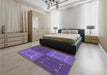 Round Machine Washable Transitional Amethyst Purple Rug in a Office, wshpat1631pur