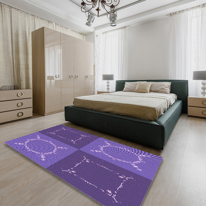 Round Machine Washable Transitional Amethyst Purple Rug in a Office, wshpat1631pur