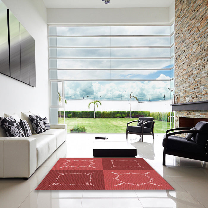 Machine Washable Transitional Red Rug in a Kitchen, wshpat1631rd