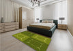 Round Machine Washable Transitional Pistachio Green Rug in a Office, wshpat1631yw