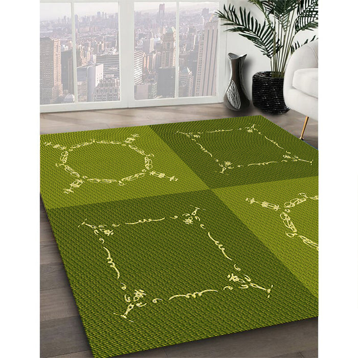 Machine Washable Transitional Pistachio Green Rug in a Family Room, wshpat1631yw