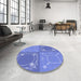 Round Patterned Sky Blue Rug in a Office, pat1632blu